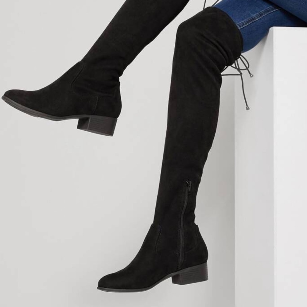 Black Suede Knee High Boots